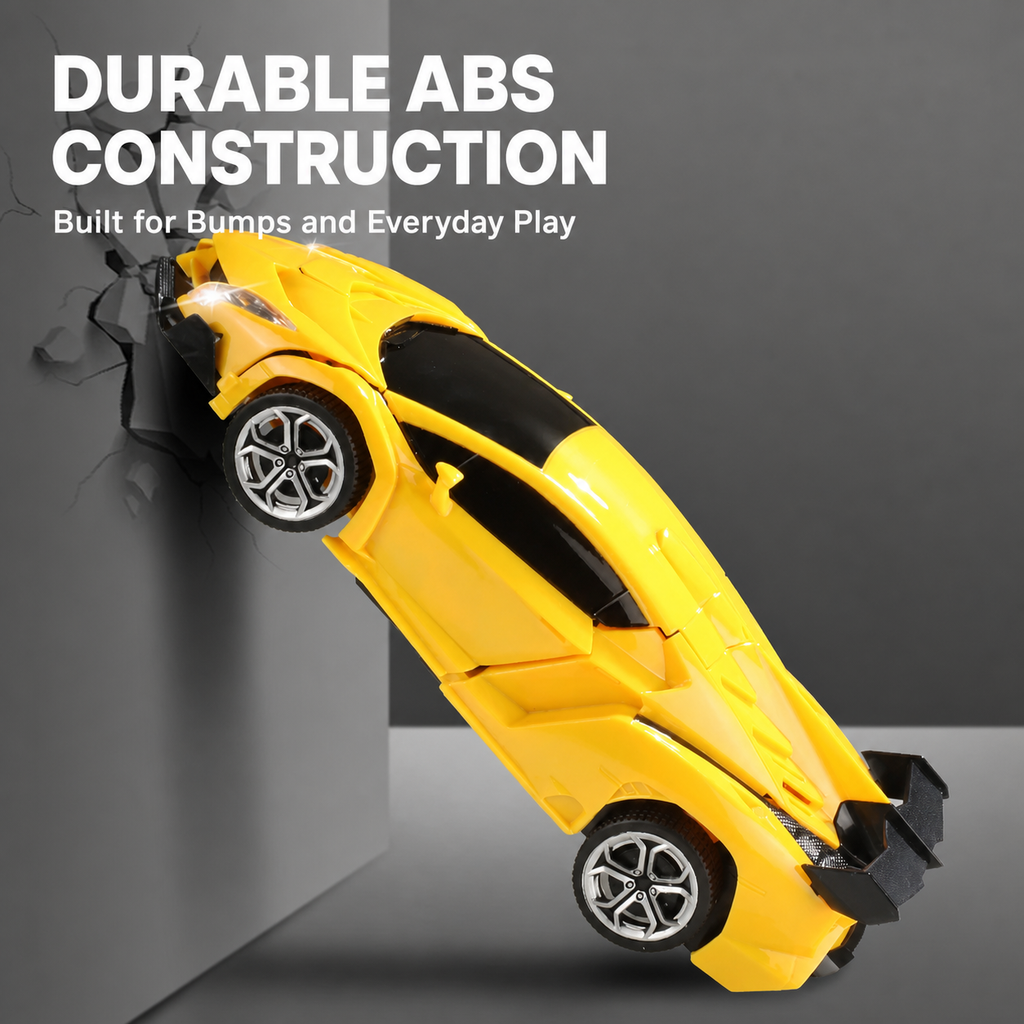 Yellow transforming robot car made with durable ABS construction
