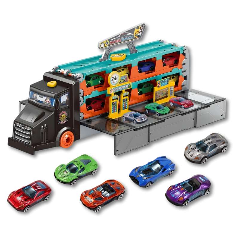 2-in-1 Car Carrier and Race Track Truck