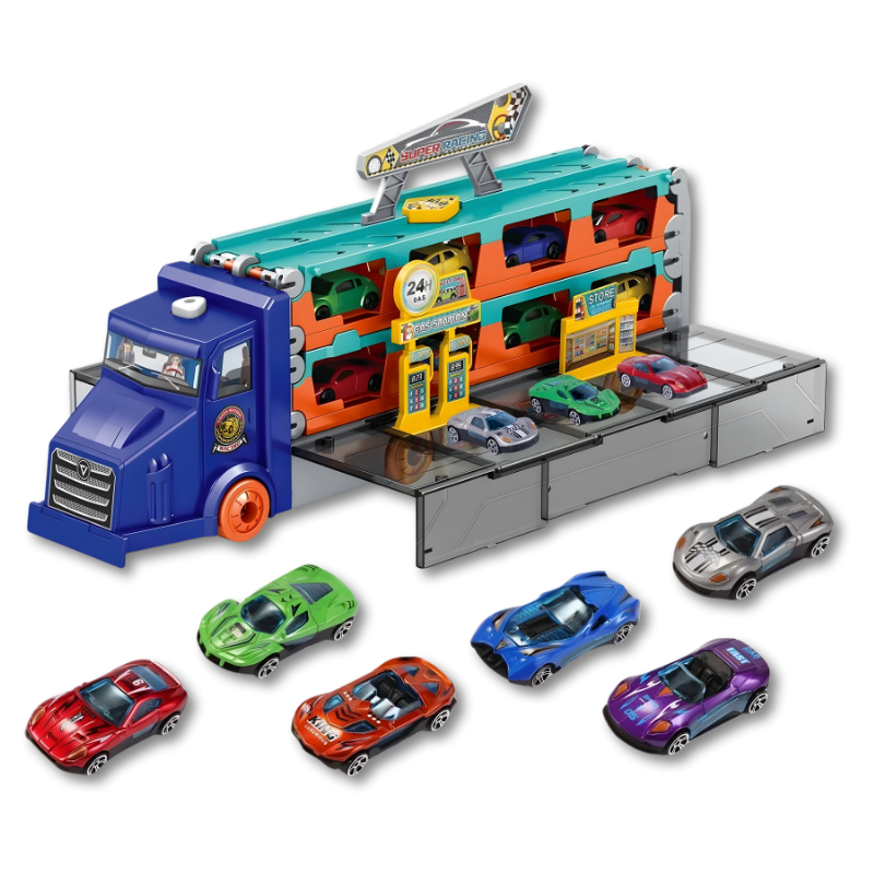 2-in-1 Car Carrier and Race Track Truck