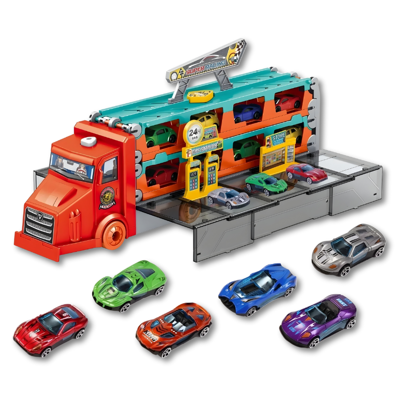 2-in-1 Car Carrier and Race Track Truck