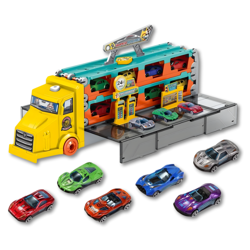 2-in-1 Car Carrier and Race Track Truck
