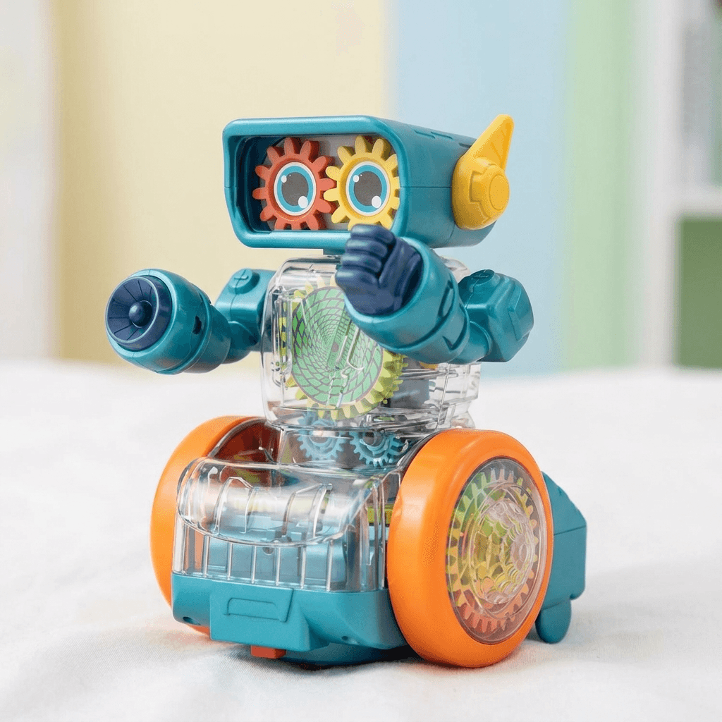 Transparent Gear Robot Toy with Lights, Music and Motion Fun - main product image