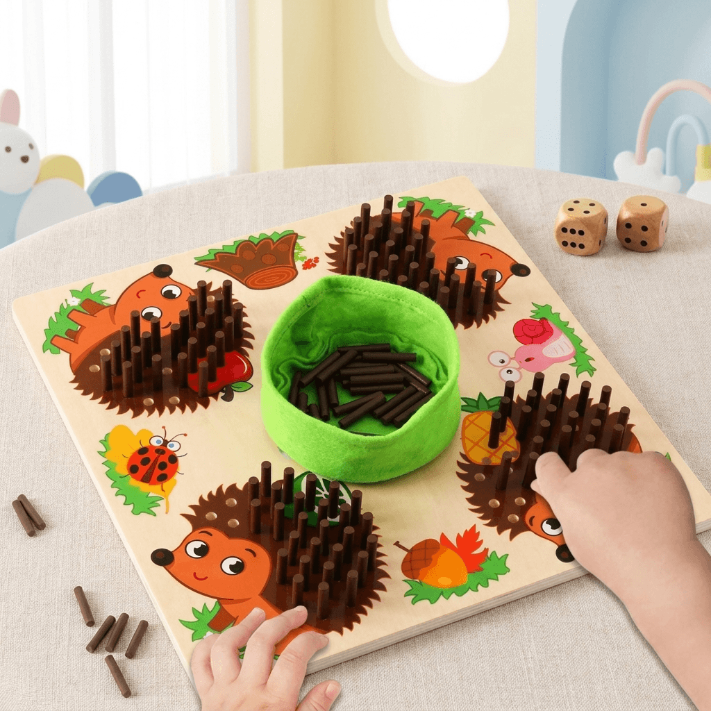 Wooden Hedgehog Game for Counting, Matching and Motor Skills - main product image