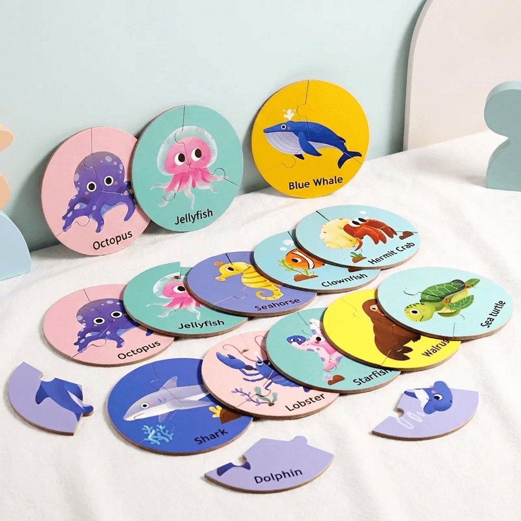 Wooden Animal Puzzle Cards for Early Learning Play - main product image