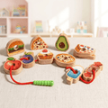 Wooden Food Threading Game for Fine Motor Development - main product image