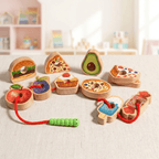 Wooden Food Threading Game for Fine Motor Development - main product image