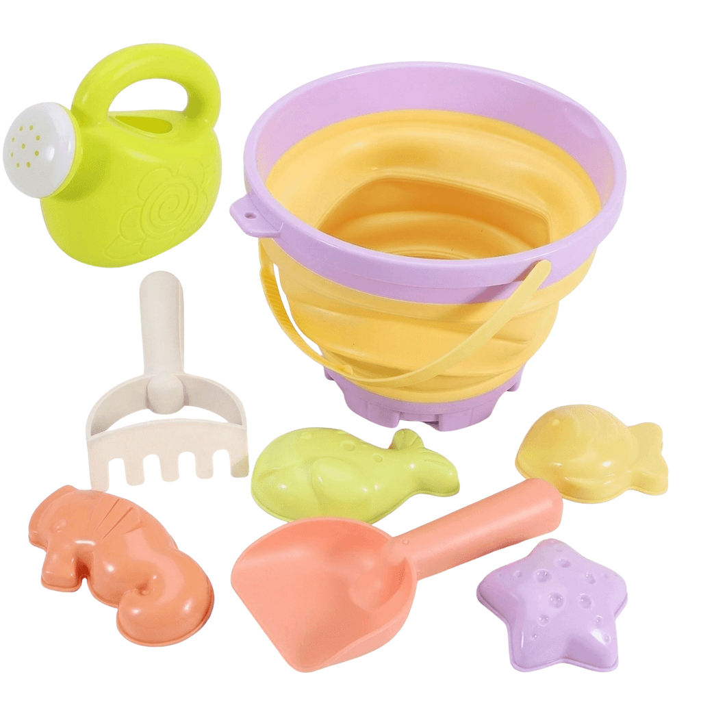 Summer Sand Toy Kit with Foldable Bucket and Fun Molds - main product image